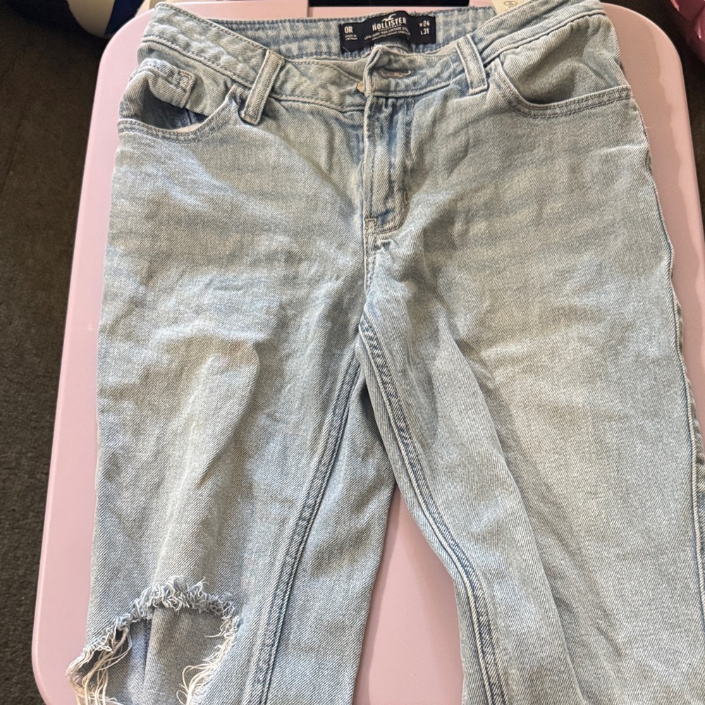Hollister Washed Denim Boyfriend Jeans